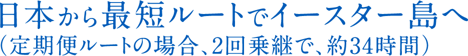 画像テキスト:日本を出発してその日のうちにイースター島へ到着